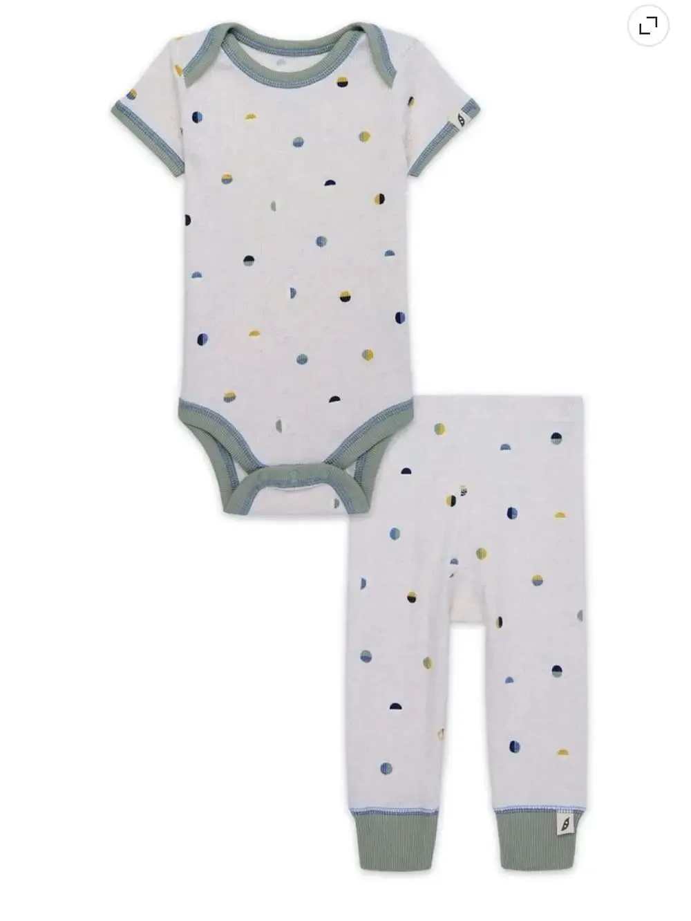 Easy-Peasy Baby Ribbed Lap Shoulder Bodysuit & Legging Outfit 2-Piece Set 0-3M